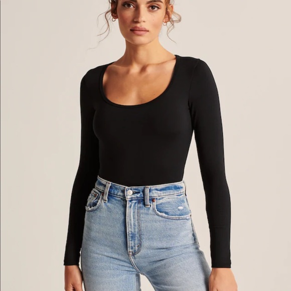 Abercrombie u0026 Fitch | Tops | Nwt Abercrombie Black Scoop Neck Bodysuit Size  L | Poshmark